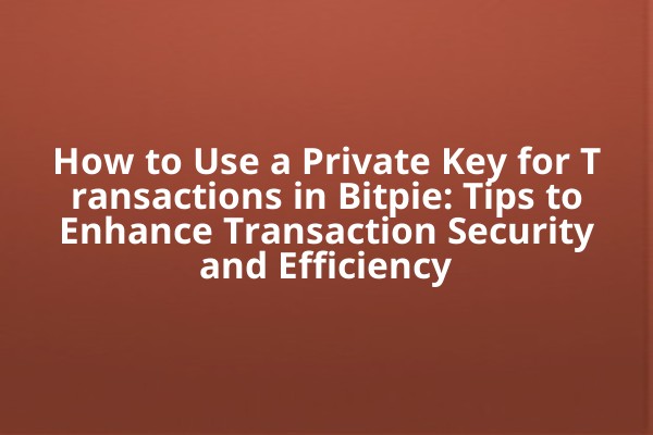 How to Use a Private Key for Transactions in Bitpie: Tips to Enhance Transaction Security and Efficiency