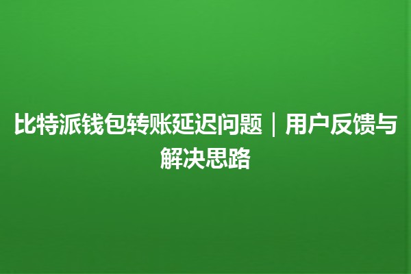 比特派钱包转账延迟问题｜用户反馈与解决思路