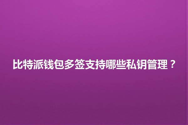 比特派钱包多签支持哪些私钥管理🔐？