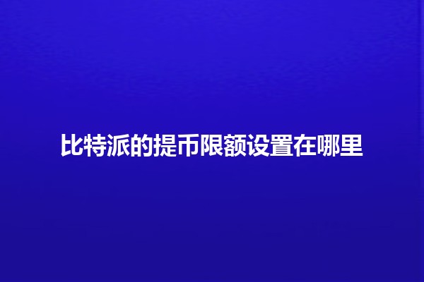 比特派的提币限额设置在哪里🚀