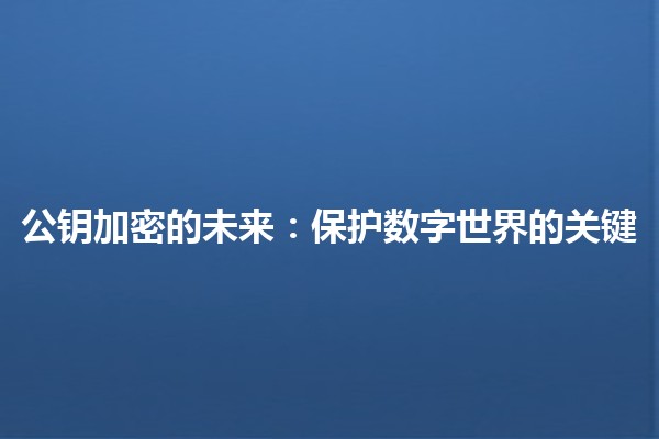 公钥加密的未来：保护数字世界的关键🔒✨