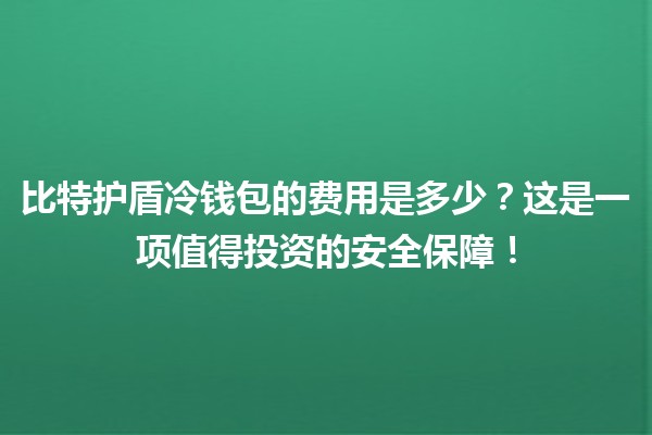 比特护盾冷钱包的费用是多少？这是一项值得投资的安全保障！