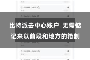 比特派去中心账户  无需惦记来以前段和地方的箝制